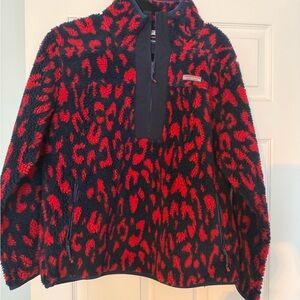 Vineyard Vines Red and Black Fleece Pullover